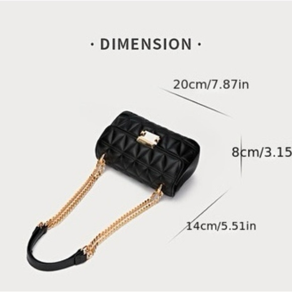 New Black and Gold Quilted Crossbody Bag with Chain Strap - Picture 7 of 7